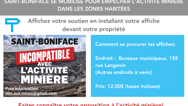 Affiches contre l'activité minière maintenant disponibles