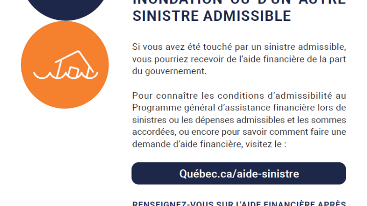POUR LES RÉSIDENTS QUI ONT SUBI DES DOMMAGES SUITE AUX PRÉCIPITATIONS DE VENDREDI