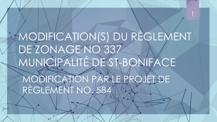 Modification par le projet de Règlement #584