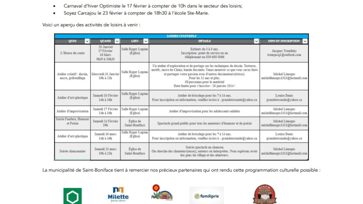 Communiqué de presse - Programmation culturelle hiver 2024