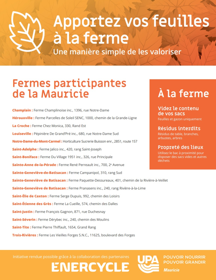 Apportez vos feuilles à la ferme