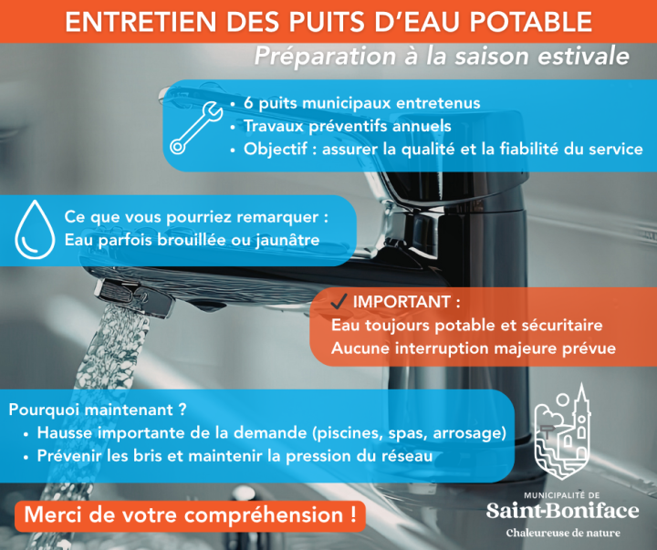 Entretien annuel des puits d'eau potable - information